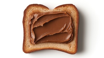 Wall Mural - one single toast bread with chocolate hazelnut paste spread isolated on white background