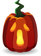 Wall Mural - Spooky pumpkin cartoon icon. Glowing jack lantern