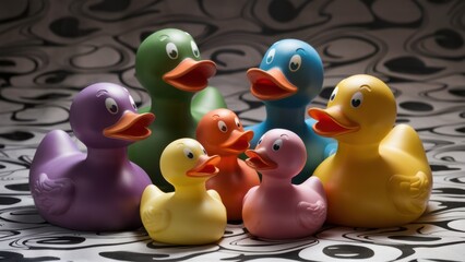 Sticker - A group of rubber ducks are arranged in a circle, AI