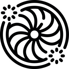 Poster - Abstract circular shape rotating with explosions around, simple icon