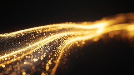 Poster - Abstract golden light trail on dark background, technology and energy concept