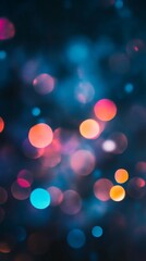 Poster - Abstract bokeh lights in dark background, artistic blurry circles of various colors at night, festive and dreamy concept