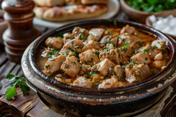 Wall Mural - Satsivi is a traditional Georgian dish of chicken in walnut sauce