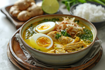 Wall Mural - Chicken Soto or Soto Ayam in Indonesia. traditional Indonesian