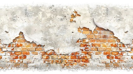 Wall Mural -  A grungy brick wall with a gaping hole in its center, framed by a soaring bird