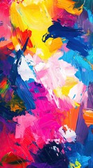 Poster - Vibrant Abstract Artwork Featuring Bright Colors and Dynamic Brushstrokes in a Contemporary Art Style