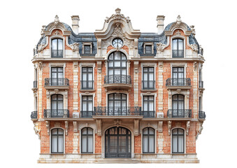 Wall Mural - The facade of an old historic tenement house. The front of an old building.