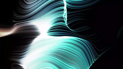 Aufkleber - BLUE pattern with bubble shapes. Stylish metallic black background with lines and waves. 3d illustration, 3d rendering.
