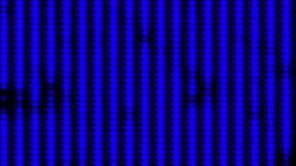 Poster - blue neon background .many rows of balls changing color and rays - modern abstraction, 3d rendering