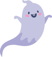 Wall Mural - Ghost cartoon character. Cute funny spirit floating