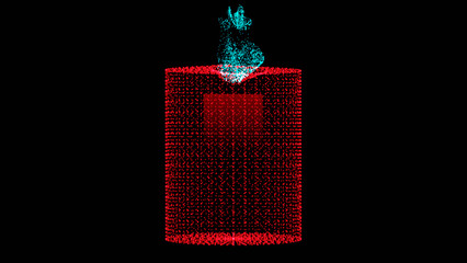 Aufkleber - Red color wireframe tubes and cylinder from different sides. Vector abstract geometric 3D objects. Big data visualization.