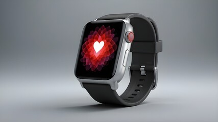 Wall Mural - Heart on watch with black background