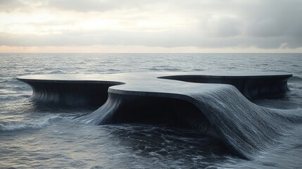 Wall Mural - A large body of water with a waterfall in the middle