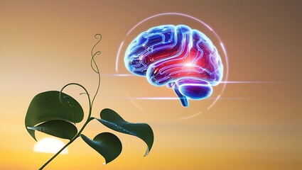 Wall Mural - Brain hologram