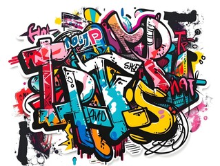 Stylish Graffiti Inspired Sticker Design for Streetwear and T shirt Graphics