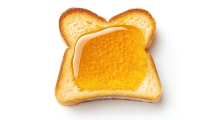 Wall Mural - one single toast bread with honey isolated on white background