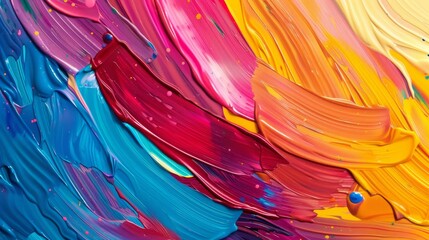 Sticker - Colorful oil paint strokes abstract art wallpaper background