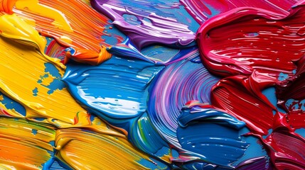 Sticker - Colorful oil paint strokes abstract art wallpaper background