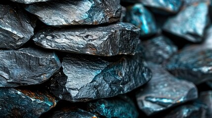 Wall Mural -   A mound of dark stones atop a mound of blue stones on top of a mound of green stones