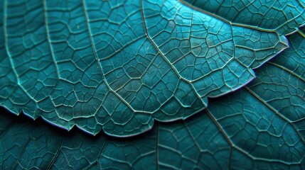 Wall Mural -   A close-up view of a green leaf's veins, revealing the intricate patterns within the leaves