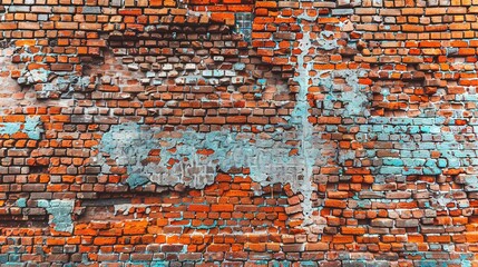 Canvas Print -   A zoomed-in image of a red wall with peeling paint and a yellow stop sign in the background