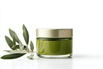 Wall Mural - beautiful jar of moisturizing olive cream for face and body skin care