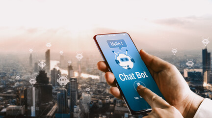 Poster - ai chatbot smart digital customer service application concept. computer or mobile device application