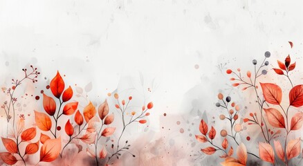 Canvas Print - Vibrant Autumn Leaves Watercolor Art on White Background