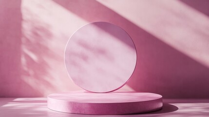Poster - Pink abstract podium with shadows, minimal composition. Modern product display concept