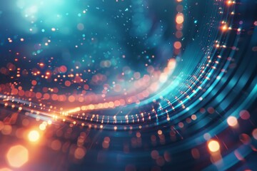 Poster - Futuristic backdrop with glowing particles and lines creating a sense of digital motion