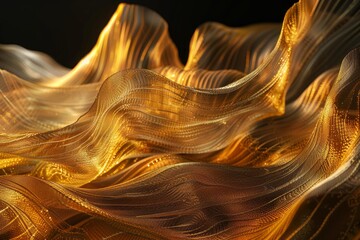 Poster - Luxurious golden wave abstract background with shimmering metallic texture and dynamic flowing waves for modern and elegant design concept