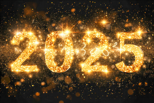 Luxury 2025 Happy New Year greeting card