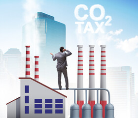 Wall Mural - Businessman in carbon tax concept