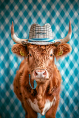 Wall Mural - a cow wearing a bavarian traditional costume for the oktoberfest