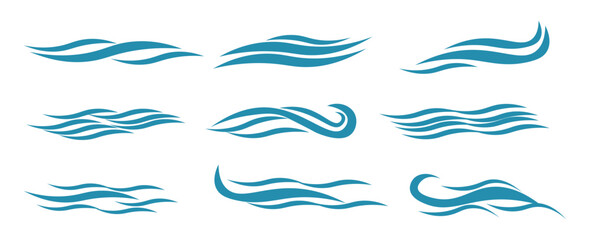 Wall Mural - set of water waves vector illustration