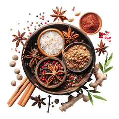 spice ingredients on white background render ultra 