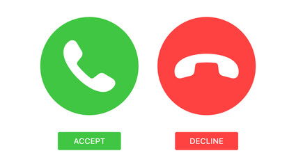 Leinwandbilder - Phone call icon answer, accept and decline call icons with green and red buttons , Contact us telephone sign - communication icons