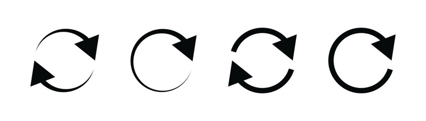 Leinwandbilder - Refresh icon set. Arrow rotation circle. Sync repeat and reload arrow icon. Black recycling, recycle icon with two arrows
