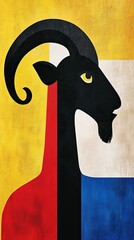 Sticker - Abstract Goat Illustration with Bold Colors