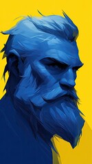 Sticker - Stylized Blue Portrait of a Bearded Man