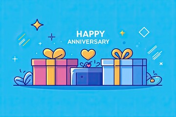 Poster - Colorful Anniversary Gifts with Heart Symbols