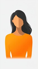 Wall Mural - Minimalist Portrait of a Woman in Orange