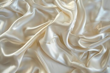 Poster - Smooth elegant ivory silk or satin fabric texture background with waves and delicate drape