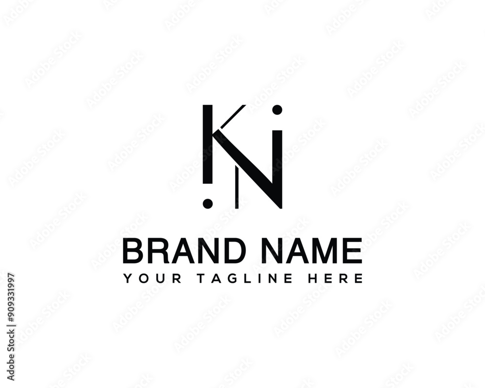Elegant letter kn minimal vector logo emblem. modern and creative logo ...