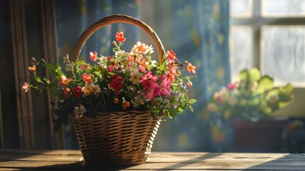 Canvas Print - basket with flowers