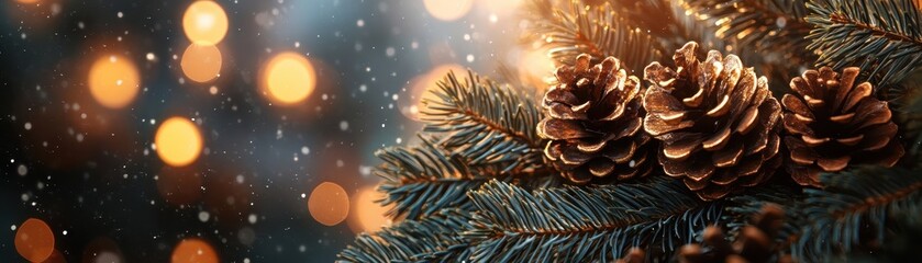 Poster - Festive flag banner mockup with pine cone accents