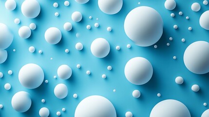 Poster - 3d rendering of white spheres on blue background, abstract pattern. geometric concept.