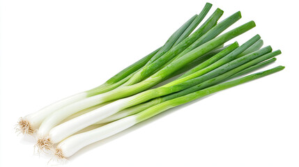 Cut Green Onion Isolated on White Background, Fresh Chopped Scallions, Healthy Green Vegetable, Culinary Ingredient, Vibrant Onion Slices, Organic Green Onions, Clean and Crisp Image