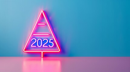 Poster - Christmas tree made of numbers 2025, gradient background 