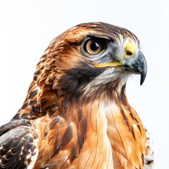 Wall Mural - a striking red-tailed hawk isolated on a white background